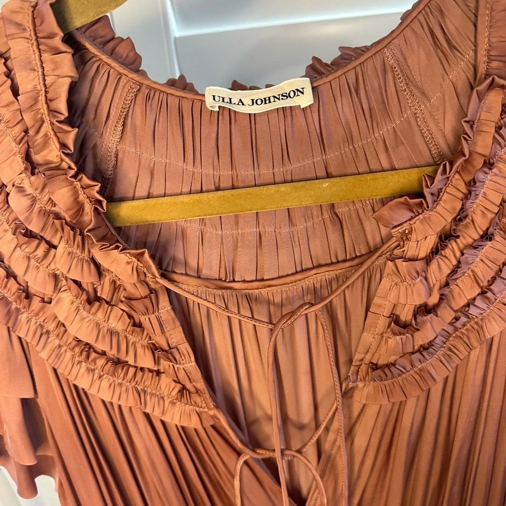 Ulla Johnson Mauve Silky Pleated Midi Dress, Sz 12 - Picture 3 of 4